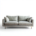 Divano 3 posti in tessuto con braccioli quadrati e cuscini imbottiti