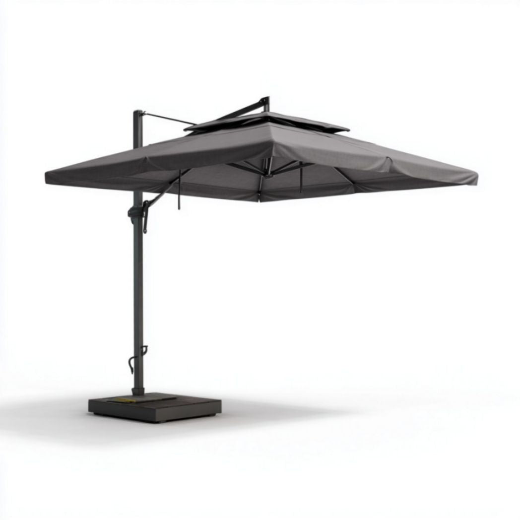 Ombrellone Sospeso da Giardino in Tessuto Oxford e Alluminio, Grigio Scuro